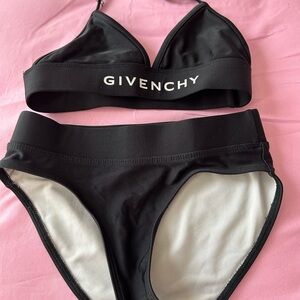 Givenchy Black Logo Bikini Set with White Lettering